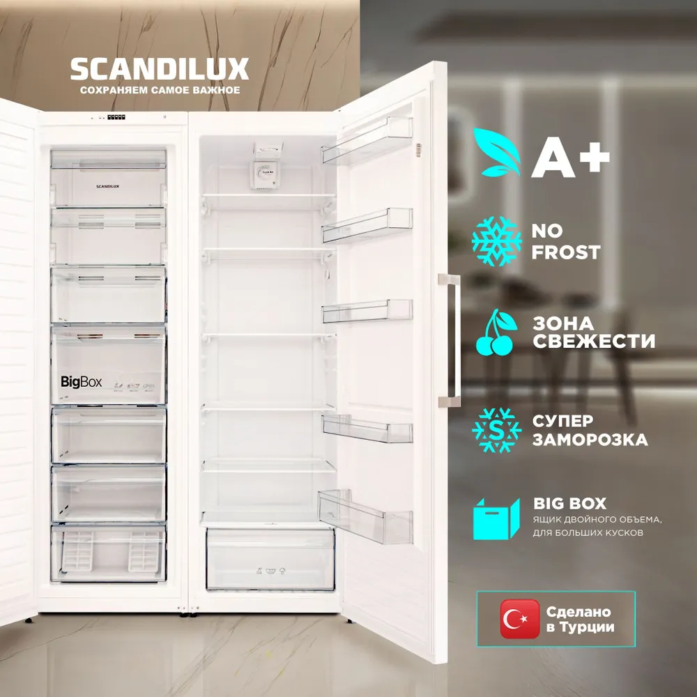 Холодильник Side-by-Side Scandilux SBS404Y02W NO FROST